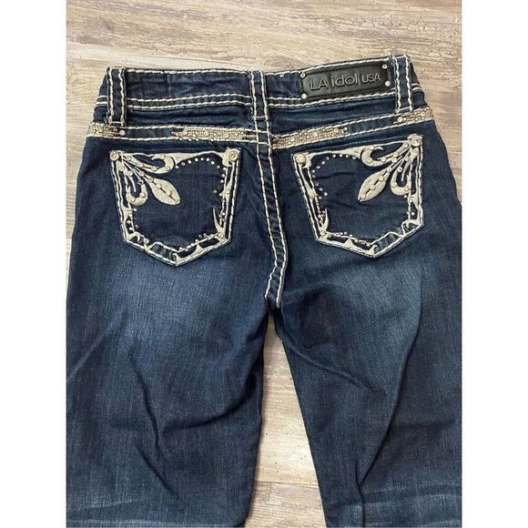 LA Idol Capri Jeans Rhinestone Embellished Cropped Women’s Junior’s Sz 3 - Picture 5 of 6
